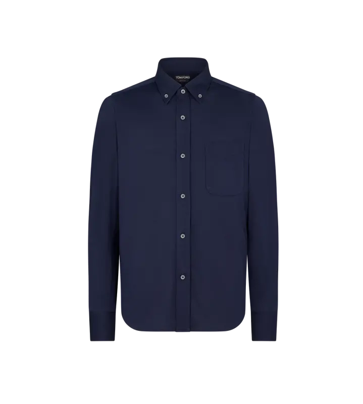 SILK COTTON BLEND BUTTON DOWN SHIRT NIGHTFALL online